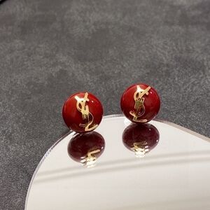 Yves Saint Laurent red pearl earrings